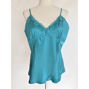 Vintage Camisole Lace Cami Teal Y2K Large